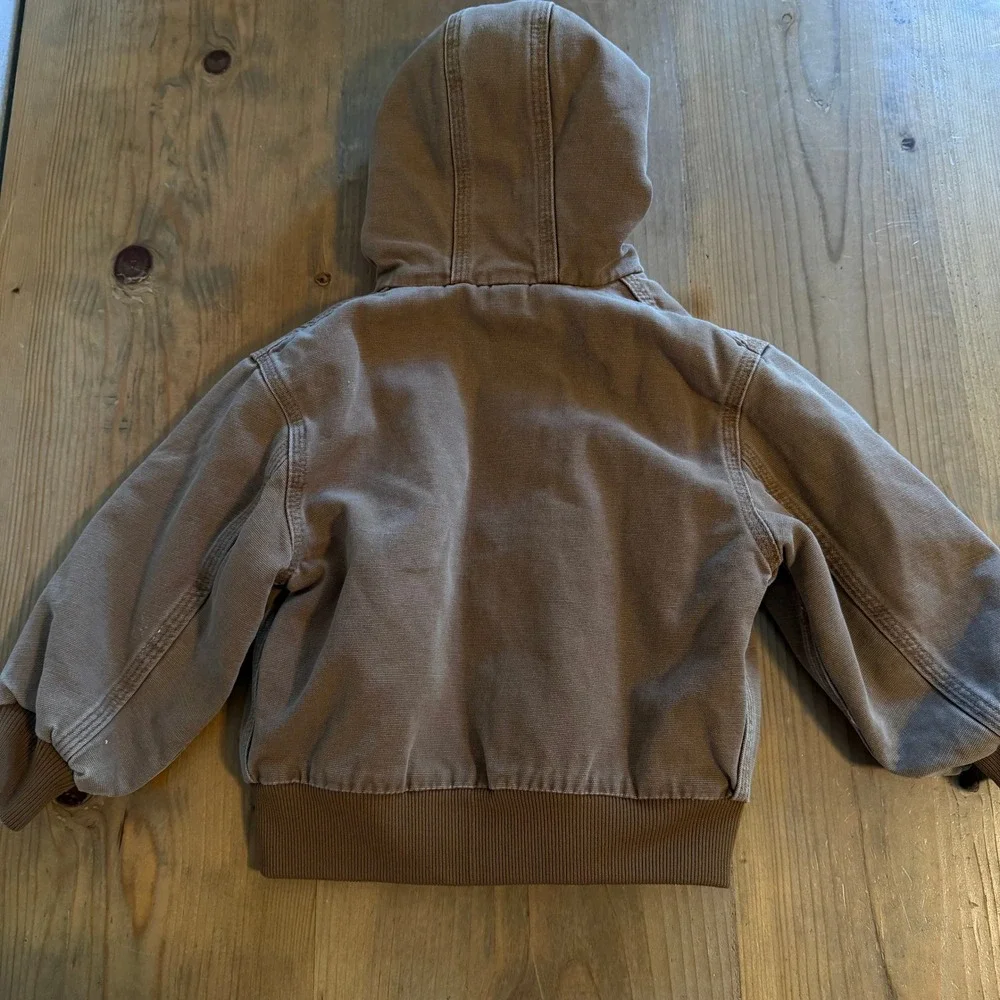 Carhartt Kids Active Jacket 4T Brown Cotton Duck Hooded Work Coat YTJ130 BRN